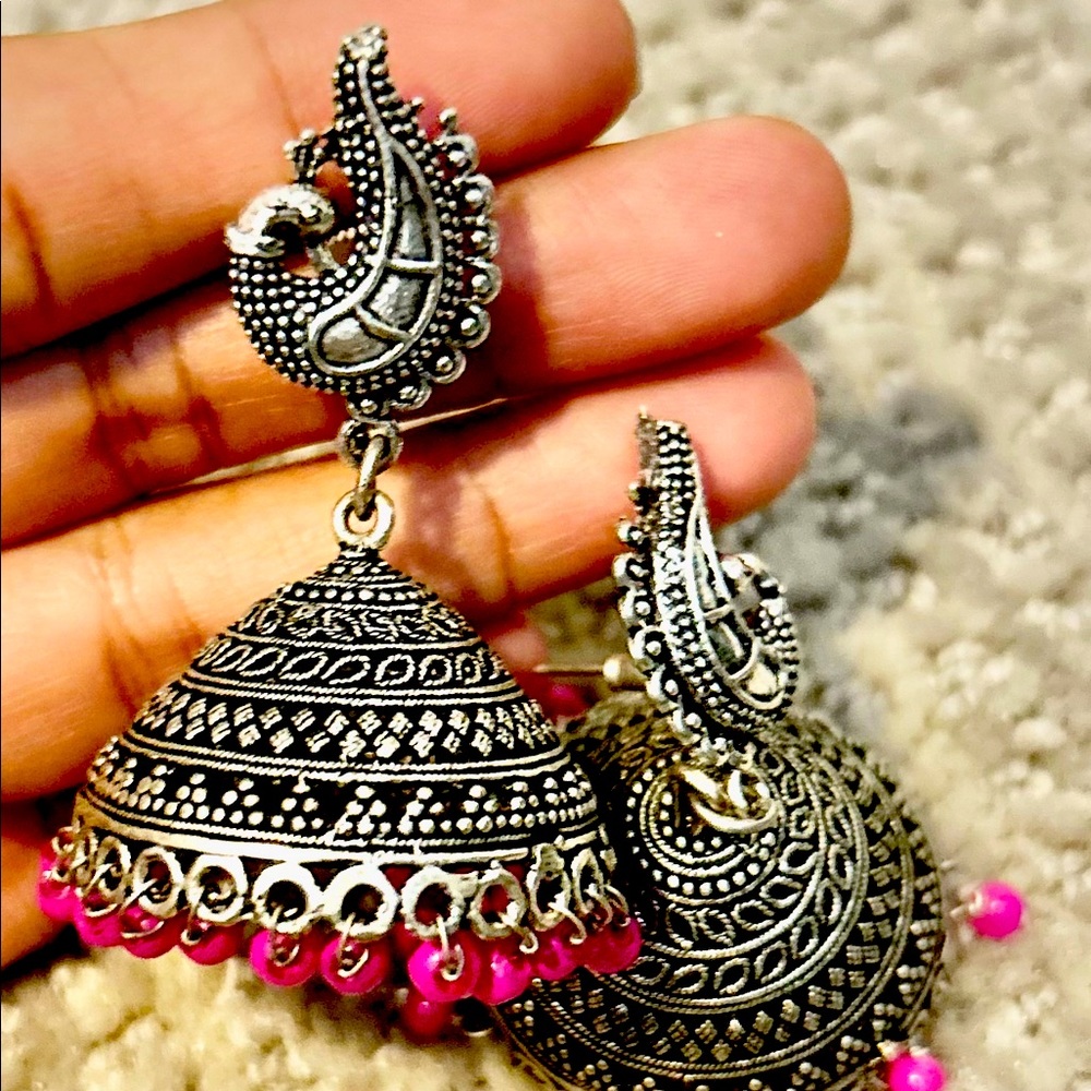 Combo of 4 Metal earrings with beads